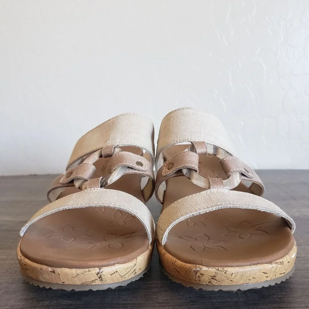Skechers Beverlee Sail Away Slip-On Canvas Wedge Sandals Natural Size Women's 10